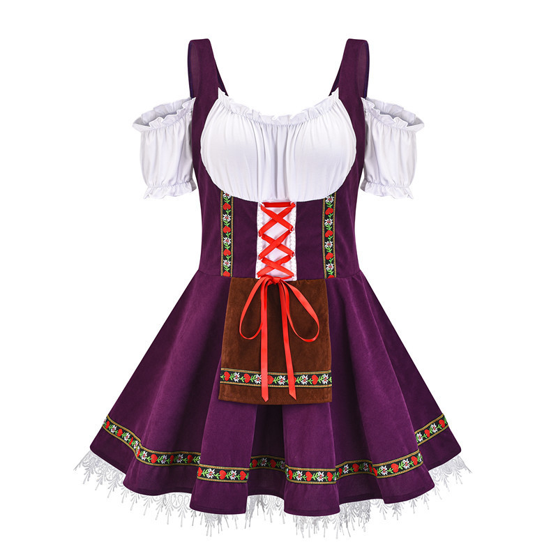 Traditional Bavarian Dirndl Dress Off-Shoulder Festival Costume
